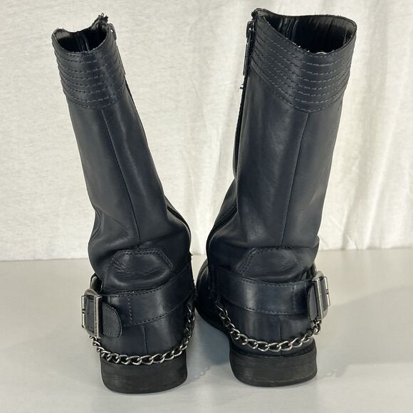 Harley Davidson Harness Tall Motorcycle Boots Blue Leather Women’s Sz 7 Zipper - Picture 5 of 8